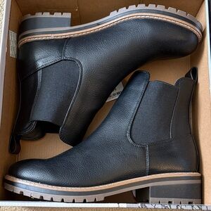 Kensie Black Leather Combat Boots